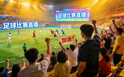 体育赛事高清直播画面截图，显示观众正在观看一场激烈的足球比赛直播